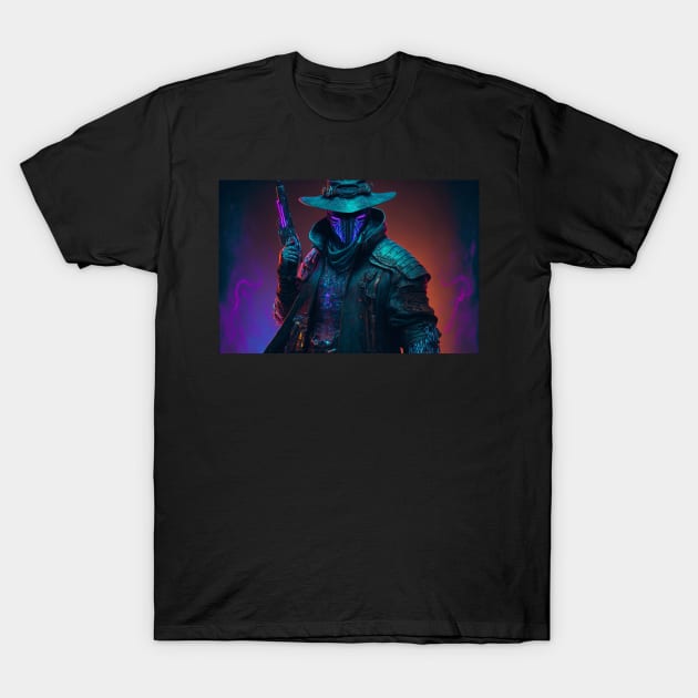 The Gunslinger - Cyberpunk T-Shirt by PixelPusherArt